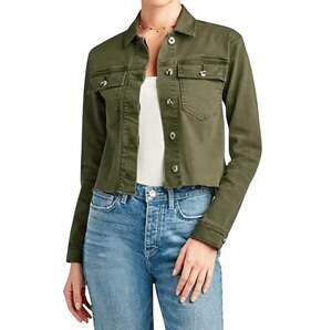 Sam Edelman The Aimme Jacket Green Utility Coat Raw Hem Layer Large